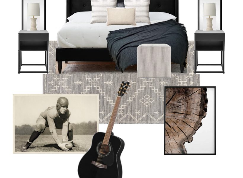 Interior decorator and blogger Liz Fourez shares the beginning stages and plans for her teenage son's bedroom makeover