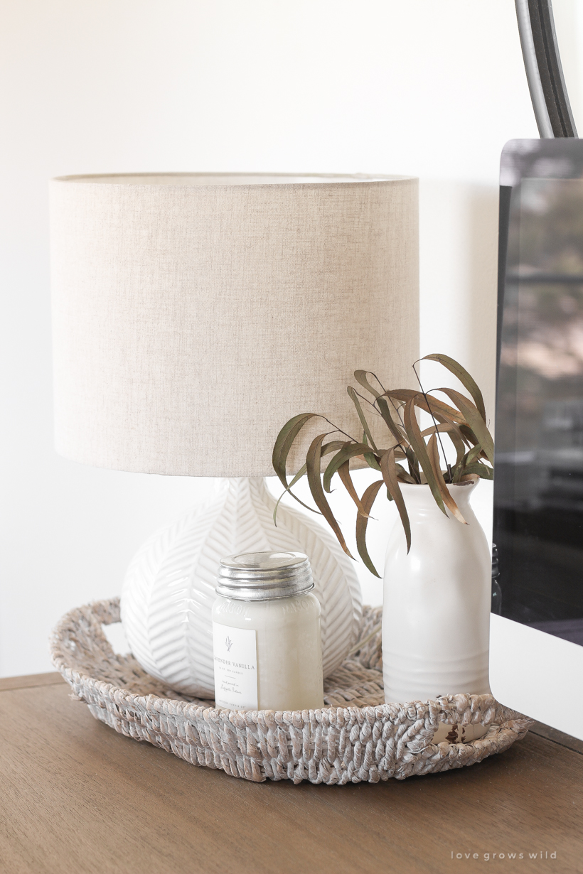 a light, bright + neutral home office