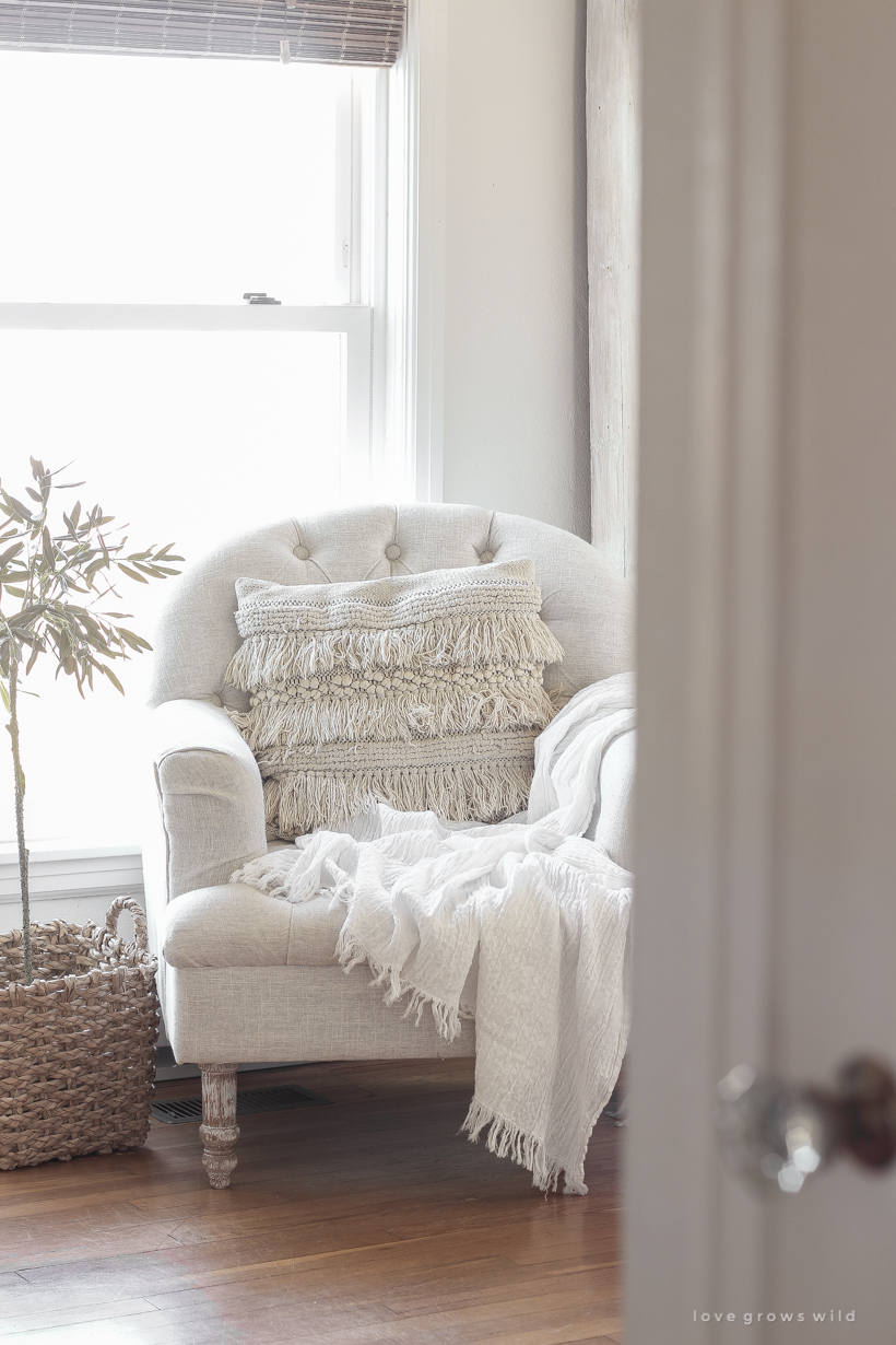 a light, bright + neutral home office