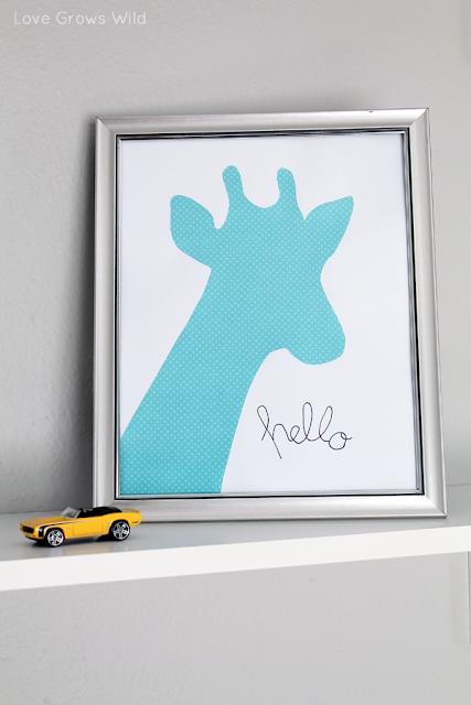 Inexpensive Framed Giraffe Kids Art by Love Grows Wild
