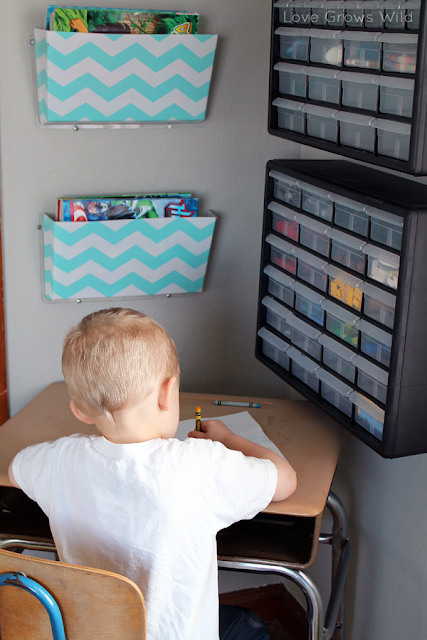 Kid's Creative Center by www.lovegrowswild.com #kids #art #playroom #storage